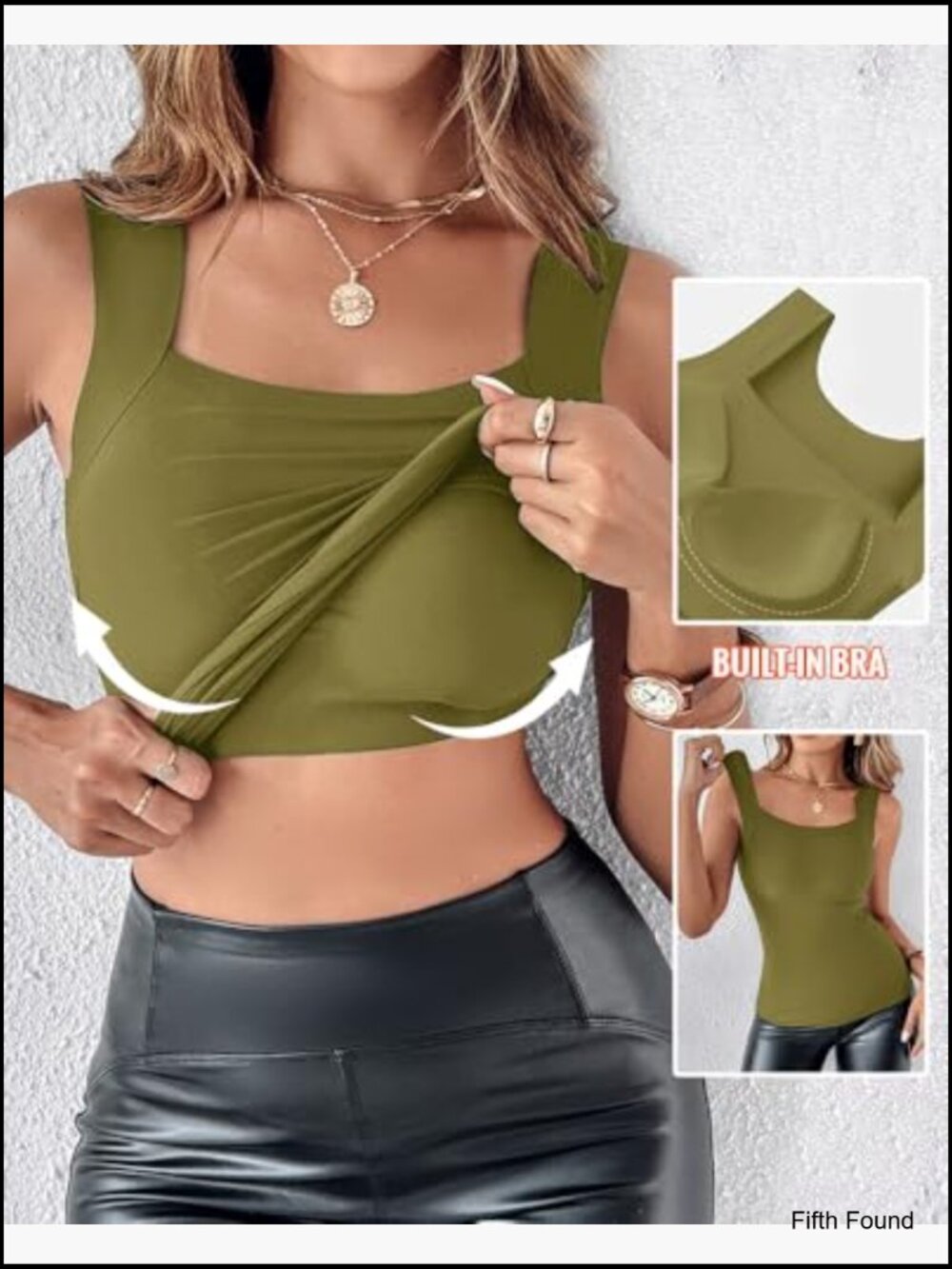 U Neck Shapewear Built-in Bra Tank High Stretchy Sleeveless Slim Fit Camisole - Picture 6 of 7